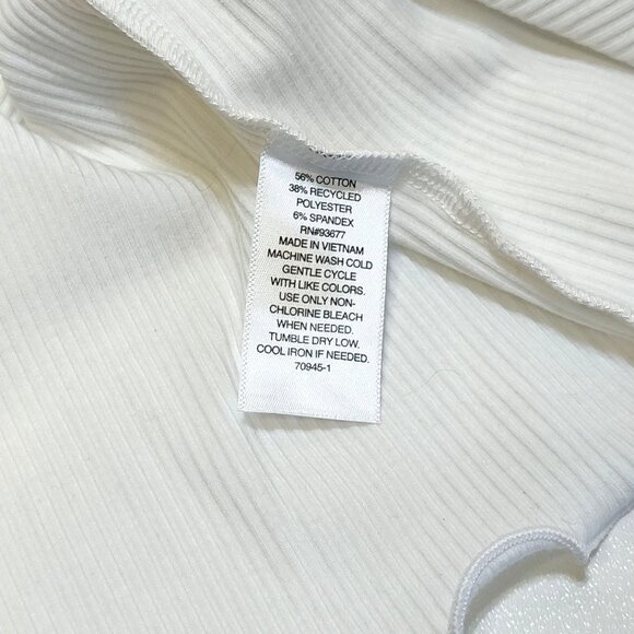 Arizona Jean Co Ribbed Long Sleeve Crop Top Med T-Shirt Lettuce Edge Waist Cuffs - Picture 4 of 6